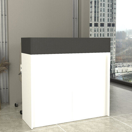 Γραφείο Υποδοχής - Reception Wilko Megapap με led Χρώμα Λευκό - Ανθρακί 113,6x42x110εκ.