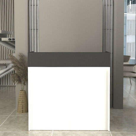 Γραφείο Υποδοχής - Reception Wilko Megapap με led Χρώμα Λευκό - Ανθρακί 113,6x42x110εκ.