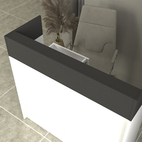 Γραφείο Υποδοχής - Reception Wilko Megapap με led Χρώμα Λευκό - Ανθρακί 113,6x42x110εκ.