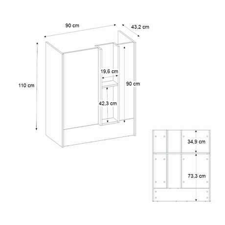Γραφείο Υποδοχής - Reception Bonveno Megapap Χρώμα Ανθρακί - Sepet oak 90x43,2x110εκ.