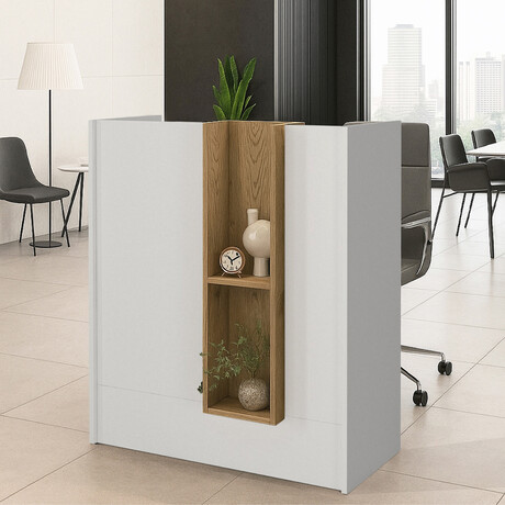 Γραφείο Υποδοχής - Reception Bonveno Megapap Χρώμα Λευκό - Sepet oak 90x43,2x110εκ.