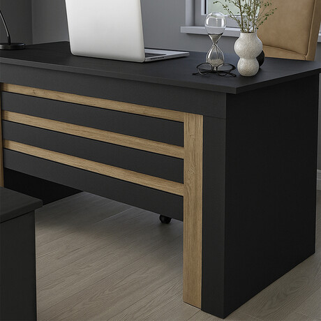 Γραφείο Εργασίας Epito Megapap Χρώμα Ανθρακί - Sepet oak 140x59,6x76,8εκ.
