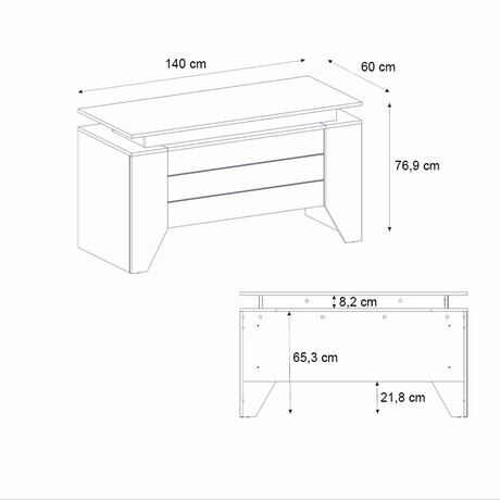 Γραφείο Εργασίας Remida Megapap Χρώμα Sepet oak - Ανθρακί 140x60x76,9εκ.