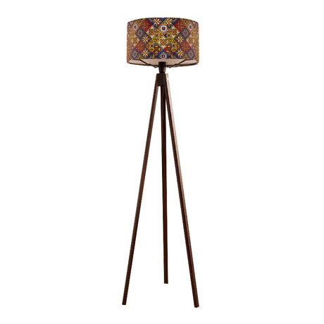 Φωτιστικό Δαπέδου Rosling Megapap Mdf/ύφασμα pvc Χρώμα Καρυδί - Πολύχρωμο 38x38x140εκ.