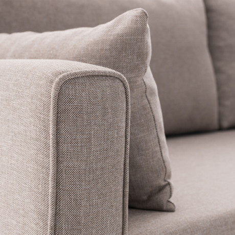 Γωνιακός Καναπές Bella Megapap Δεξιά Γωνία Υφασμάτινος Χρώμα Κρεμ 275x165x85εκ.