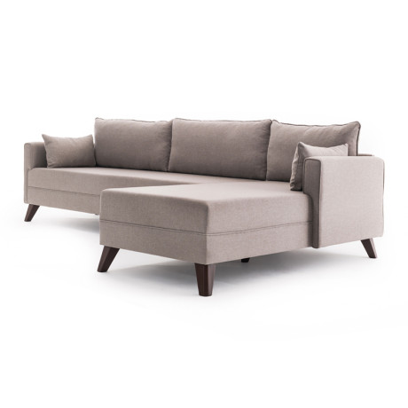 Γωνιακός Καναπές Bella Megapap Δεξιά Γωνία Υφασμάτινος Χρώμα Κρεμ 275x165x85εκ.