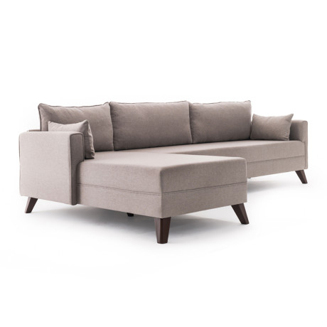 Γωνιακός Καναπές Bella Megapap Αριστερή Γωνία Υφασμάτινος Χρώμα Κρεμ 275x165x85εκ.