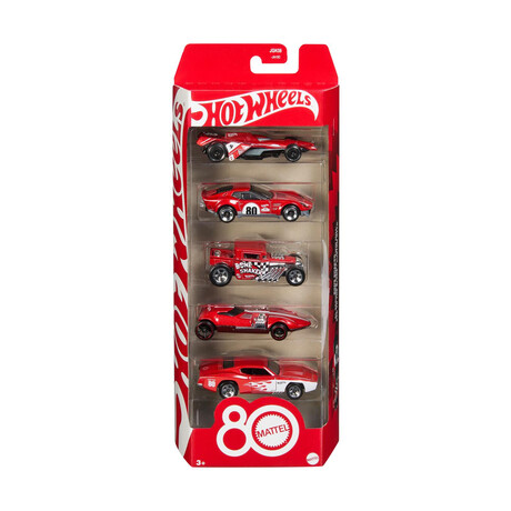 Mattel hot Wheels: 1:66 Basic Line - Mattel 80 Year Anniversary set of 5 (Jgk08)