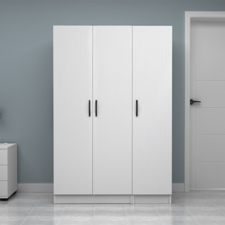 Ντουλάπα Ρούχων Vivian Megapap Τρίφυλλη Χρώμα Λευκό 120x51,8x181εκ.
