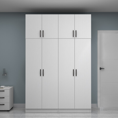 Ντουλάπα Ρούχων Vivian Megapap Τετράφυλλη με Πατάρι Χρώμα Λευκό 160x51,8x240εκ.