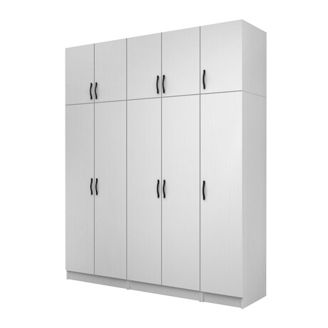 Ντουλάπα Ρούχων Vivian Megapap Πεντάφυλλη με Πατάρι Χρώμα Λευκό 200x51,8x240εκ.