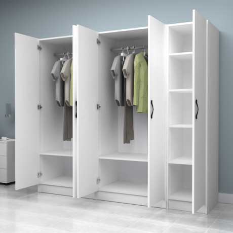 Ντουλάπα Ρούχων Vivian Megapap Πεντάφυλλη Χρώμα Λευκό 200x51,8x181εκ.