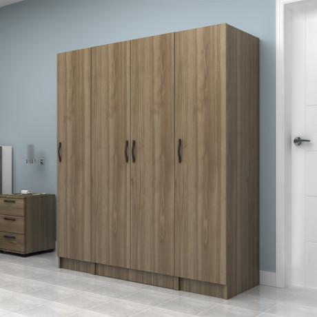 Ντουλάπα Ρούχων Vivian Megapap Τετράφυλλη Χρώμα Καρυδί 160x51,8x181εκ.