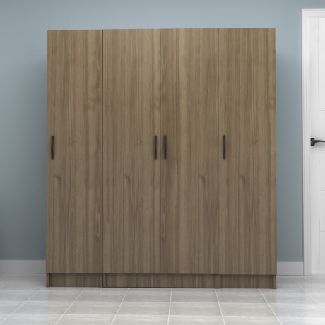 Ντουλάπα Ρούχων Vivian Megapap Τετράφυλλη Χρώμα Καρυδί 160x51,8x181εκ.