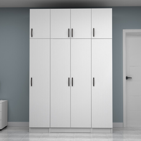 Ντουλάπα Ρούχων Vivian Megapap Τετράφυλλη με Πατάρι Χρώμα Λευκό 160x51,8x240εκ.