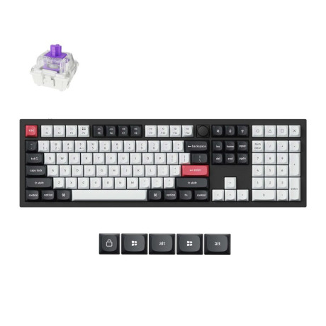 Keychron q6 he (Q6h-m1) qmk Wireless Custom Hall Effect Keyboard Purple Switch 100% us Layout