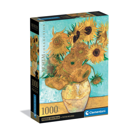 Clementoni Παζλ Museum Collection Vincent Van Gogh: Βάζο με 15 Ηλιοτρόπια 1000 τμχ - Compact Box
