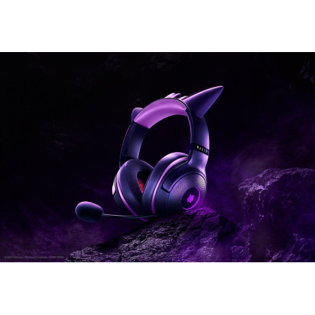 Kraken Kitty v2 Gengar Pokemon ed. – rgb – usb 7.1 Gaming Headset – Purple Ears – Pc / ps5 / switch