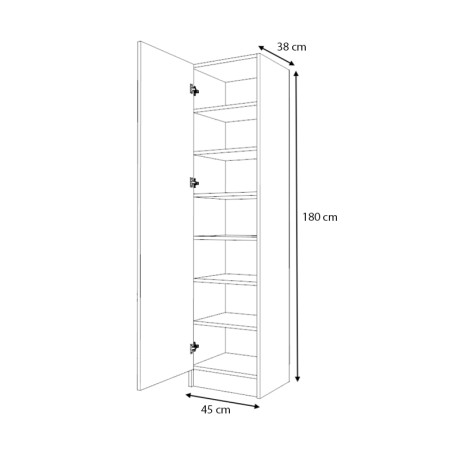 Ντουλάπα Ρούχων - Παπουτσοθήκη Petro Megapap Μονόφυλλη Χρώμα Γκρι Σκυροδέματος 45x38x180εκ.