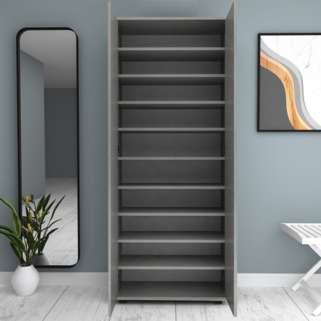 Ντουλάπα Ρούχων - Παπουτσοθήκη Eric Megapap Δίφυλλη Χρώμα Γκρι Σκυροδέματος 76x36x187εκ.