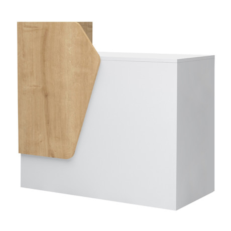 Γραφείο Υποδοχής - Reception Merlin Megapap Χρώμα Λευκό - Φυσικό Οξιάς 110x50x101,8εκ.