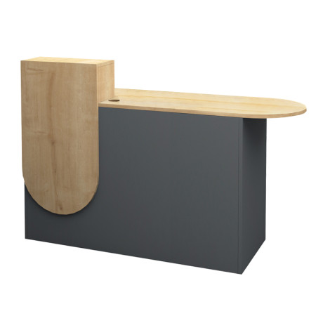 Γραφείο Υποδοχής - Reception Rezio Megapap Χρώμα Ανθρακί - Φυσικό Οξιάς 140x50x101,8εκ.