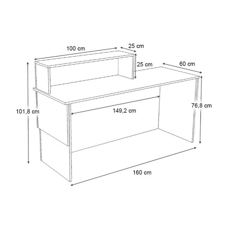 Γραφείο Υποδοχής - Reception Dustin Megapap Χρώμα Λευκό - Φυσικό Οξιάς 160x60x101,8εκ.