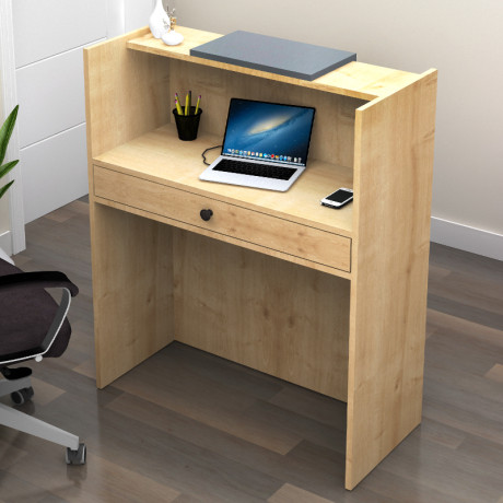 Γραφείο Υποδοχής - Reception Mezzo Megapap Χρώμα Φυσικό Οξιάς - Ανθρακί 90x40x110εκ.