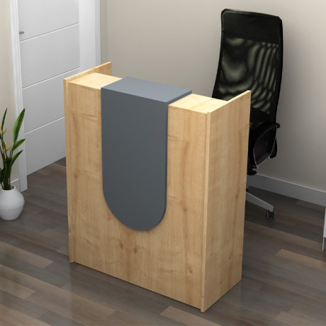 Γραφείο Υποδοχής - Reception Mezzo Megapap Χρώμα Φυσικό Οξιάς - Ανθρακί 90x40x110εκ.