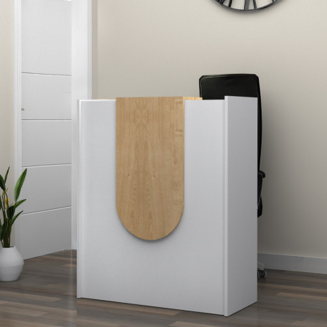 Γραφείο Υποδοχής - Reception Mezzo Megapap Χρώμα Λευκό - Φυσικό Οξιάς 90x40x110εκ.