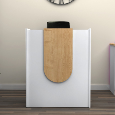 Γραφείο Υποδοχής - Reception Mezzo Megapap Χρώμα Λευκό - Φυσικό Οξιάς 90x40x110εκ.