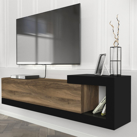 Έπιπλο Τηλεόρασης Επιτοίχιο Volare Megapap Χρώμα Καρυδί - Μαύρο 150x29,6x38,6εκ. Έπιπλο Τηλεόρασης Επιτοίχιο Volare Megapap Χρώμα Καρυδί - Μαύρο 150x29,6x38,6εκ.