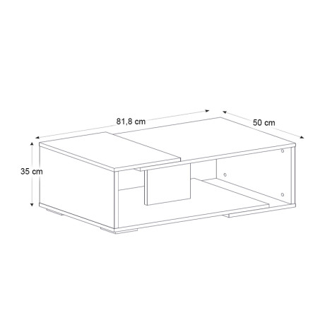 Τραπεζάκι Σαλονιού Mareta Megapap Χρώμα Μαύρο εφέ Μαρμάρου - Καρυδί 81,8x50x35εκ.
