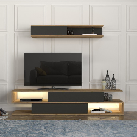 Σύνθεση Τηλεόρασης Manet Megapap με led Χρώμα Sepet oak - Ανθρακί 180x29,5x39εκ. Σύνθεση Τηλεόρασης Manet Megapap με led Χρώμα Sepet oak - Ανθρακί 180x29,5x39εκ.