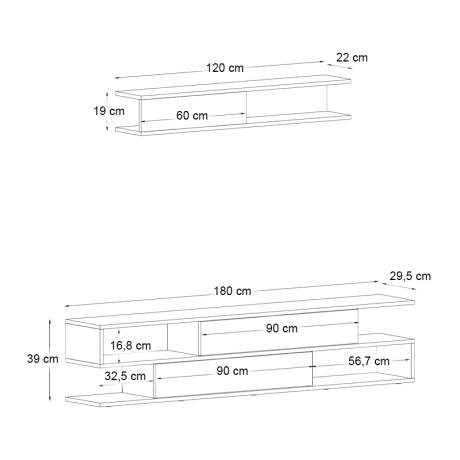 Σύνθεση Τηλεόρασης Manet Megapap με led Χρώμα Sepet oak - Ανθρακί 180x29,5x39εκ. Σύνθεση Τηλεόρασης Manet Megapap με led Χρώμα Sepet oak - Ανθρακί 180x29,5x39εκ.
