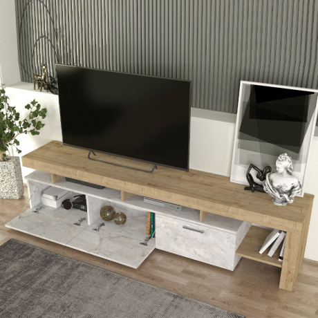 Έπιπλο Τηλεόρασης Acnes Megapap Χρώμα Λευκό εφέ Μαρμάρου - Sapphire oak 220x40x52εκ. Έπιπλο Τηλεόρασης Acnes Megapap Χρώμα Λευκό εφέ Μαρμάρου - Sapphire oak 220x40x52εκ.