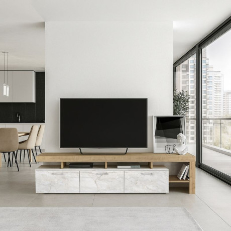 Έπιπλο Τηλεόρασης Acnes Megapap Χρώμα Λευκό εφέ Μαρμάρου - Sapphire oak 220x40x52εκ. Έπιπλο Τηλεόρασης Acnes Megapap Χρώμα Λευκό εφέ Μαρμάρου - Sapphire oak 220x40x52εκ.