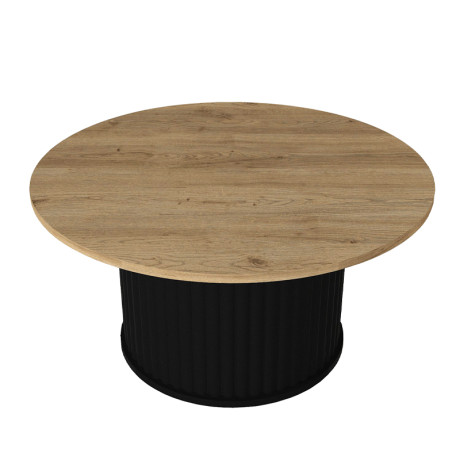 Τραπεζάκι Σαλονιού Bohema Megapap Χρώμα Μαύρο - Sepet oak Ø85x43,2εκ.