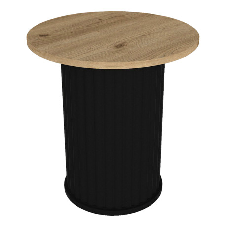Τραπεζάκι Βοηθητικό Bohema Megapap Χρώμα Μαύρο - Sepet oak Ø50x53,2εκ.