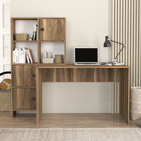 Γραφείο Εργασίας Lesya Megapap Αναστρέψιμο Χρώμα Καρυδί 159,2x59,6x141,2εκ.