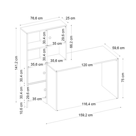 Γραφείο Εργασίας Lesya Megapap Αναστρέψιμο Χρώμα Καρυδί 159,2x59,6x141,2εκ.