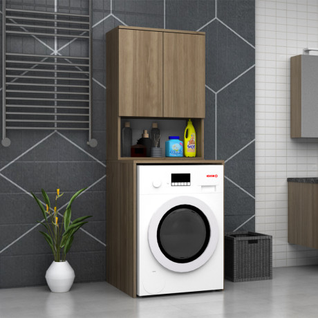 Έπιπλο Πλυντηρίου Cozen Megapap Χρώμα Καρυδί 65x60x178εκ.
