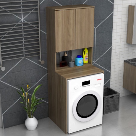 Έπιπλο Πλυντηρίου Cozen Megapap Χρώμα Καρυδί 65x60x178εκ.