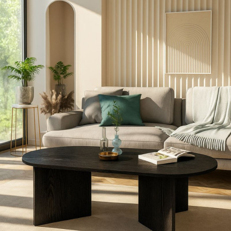 Τραπεζάκι Σαλονιού Cortado Megapap Χρώμα Sencron Black 120x60x39,6εκ.