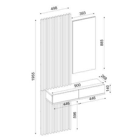Έπιπλο Εισόδου Elois Megapap Χρώμα Ανθρακί - Sepet oak 96,6x26,8x195,5εκ.