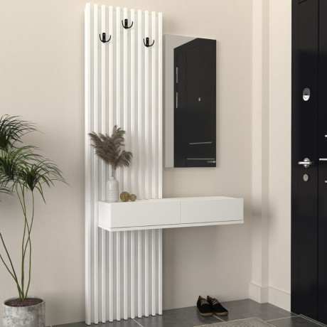 Έπιπλο Εισόδου Elois Megapap Χρώμα Λευκό 96,6x26,8x195,5εκ.