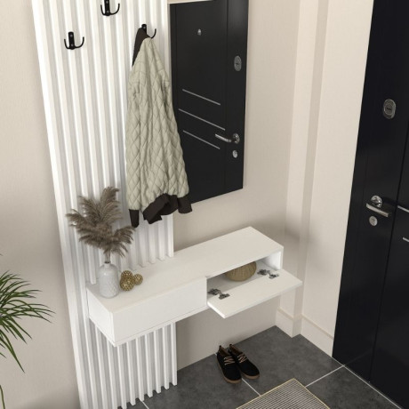 Έπιπλο Εισόδου Elois Megapap Χρώμα Λευκό 96,6x26,8x195,5εκ.