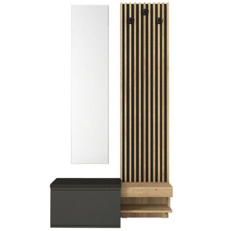 Έπιπλο Εισόδου Dumont Megapap Χρώμα Ανθρακί - Sepet oak 104,8x35x198εκ.