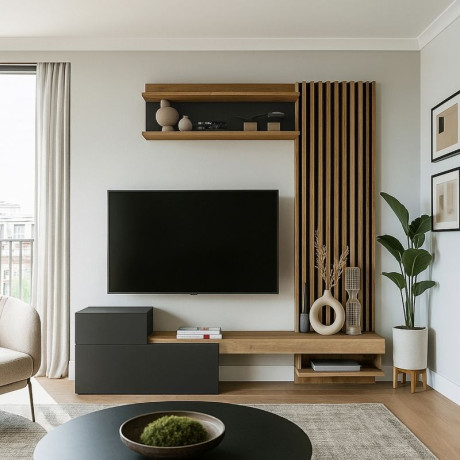 Σύνθεση Τηλεόρασης Dumont Megapap Χρώμα Ανθρακί - Sepet oak 180x36,8x200εκ.