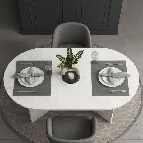 Τραπέζι Cortado Megapap Χρώμα Λευκό εφέ Μαρμάρου 138x80x75εκ.